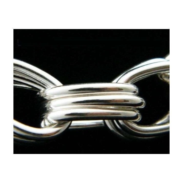 RMB|925 silver choker women's triple oval link necklace