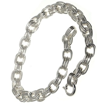 RMB|girocollo argento 925 collana da donna  tripla maglia ovale