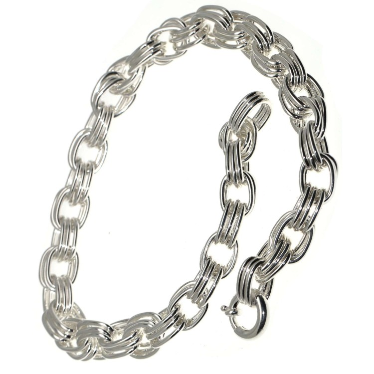 RMB|girocollo argento 925 collana da donna  tripla maglia ovale