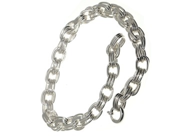 RMB|925 silver choker women's triple oval link necklace
