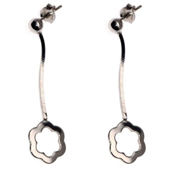 RMB|orecchini argento 925 pallina ciondolo fiore e catena snake