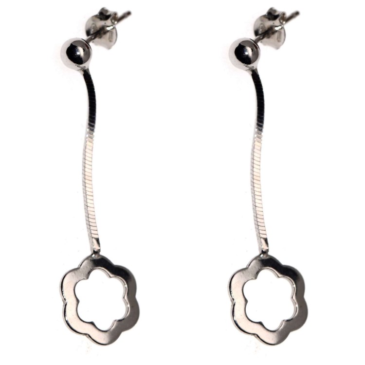 RMB|925 silver earrings, flower pendant ball and snake chain