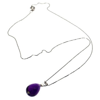 RMB|Collana ametista argento 925 ciondolo briolette girocollo collier