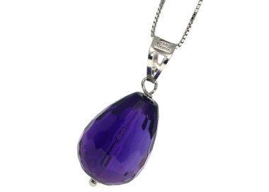 RMB|Collana ametista argento 925 ciondolo briolette girocollo collier