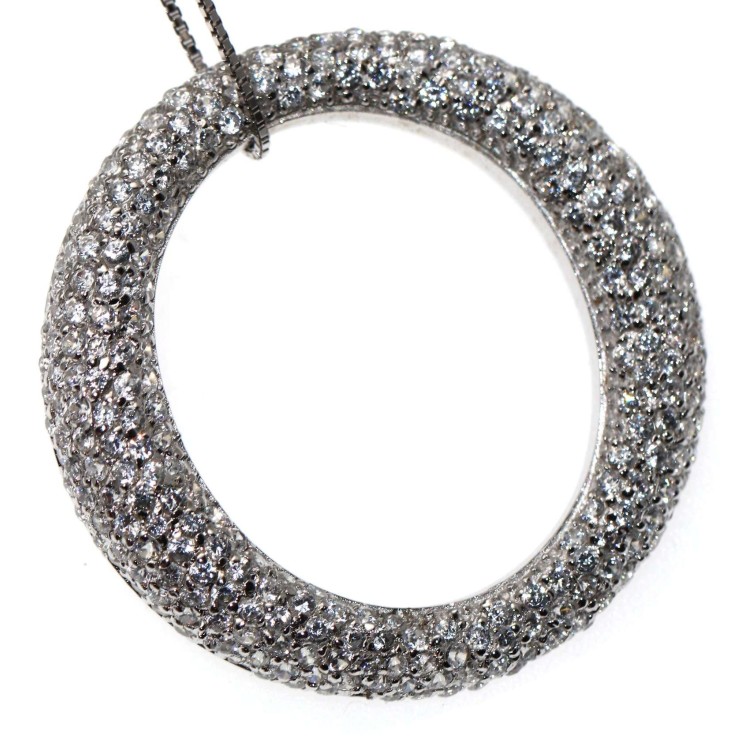 RMB|ciondolo e collana argento 925 chetè laroche anello cerchio pavè brillanti zirconi