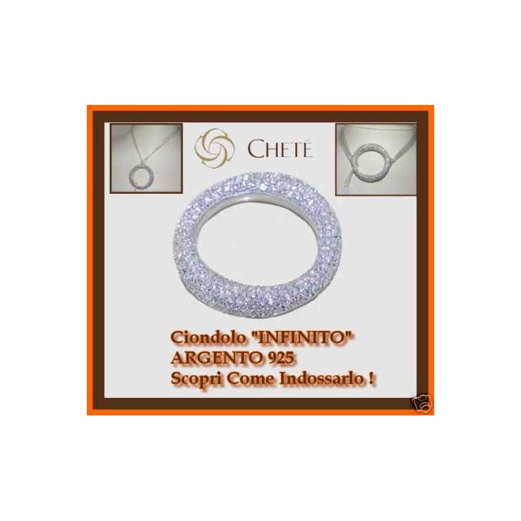 RMB|ciondolo e collana argento 925 chetè laroche anello cerchio pavè brillanti zirconi