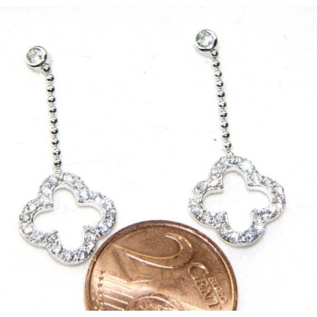 RMB|silver 925: earrings woman leaning point light chain balls cloverleaf zircons