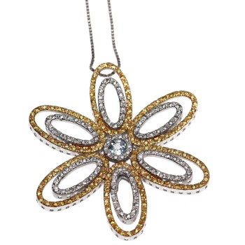 RMB|collier argento 925 ciondolo fiore topazio chete laroche zirconi collana