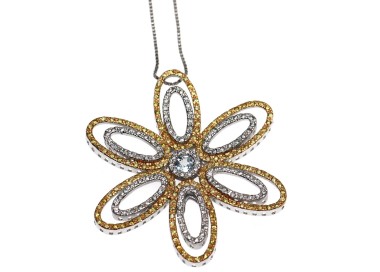 RMB|collier 925 silver pendant flower topaz chete laroche zircon necklace