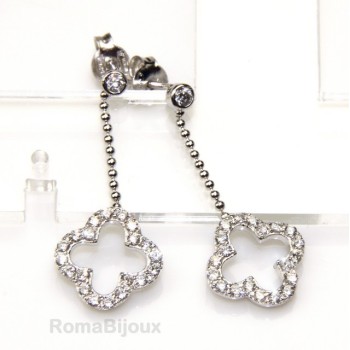 RMB|silver 925: earrings woman leaning point light chain balls cloverleaf zircons