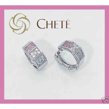 RMB|orecchini sagomati argento 925 cerchi zirconi rosa bianco chete laroche