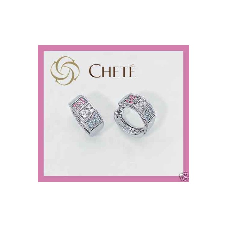 RMB|orecchini sagomati argento 925 cerchi zirconi rosa bianco chete laroche
