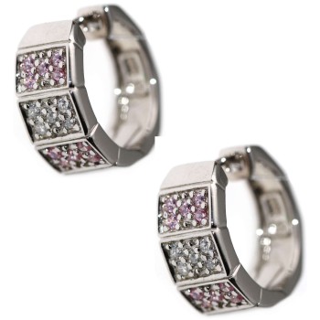 RMB|shaped earrings 925 silver pink white zircon circles chete laroche