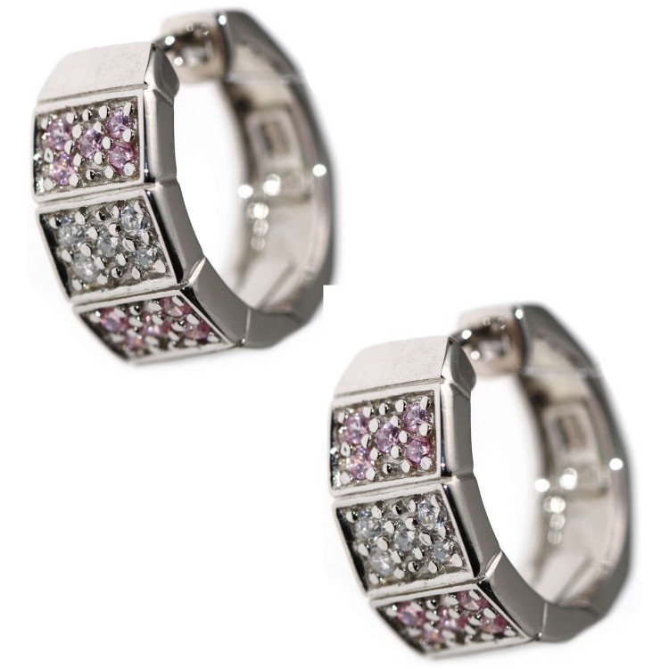 RMB|orecchini sagomati argento 925 cerchi zirconi rosa bianco chete laroche