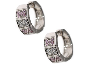 RMB|shaped earrings 925 silver pink white zircon circles chete laroche