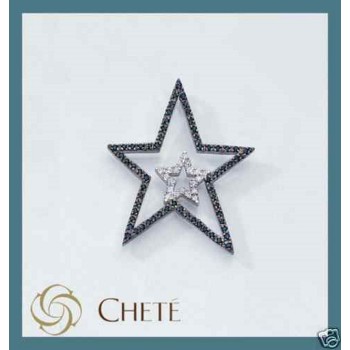 RMB|necklace and large blue star pendant in 925 silver with yellow gold chete laroche star
