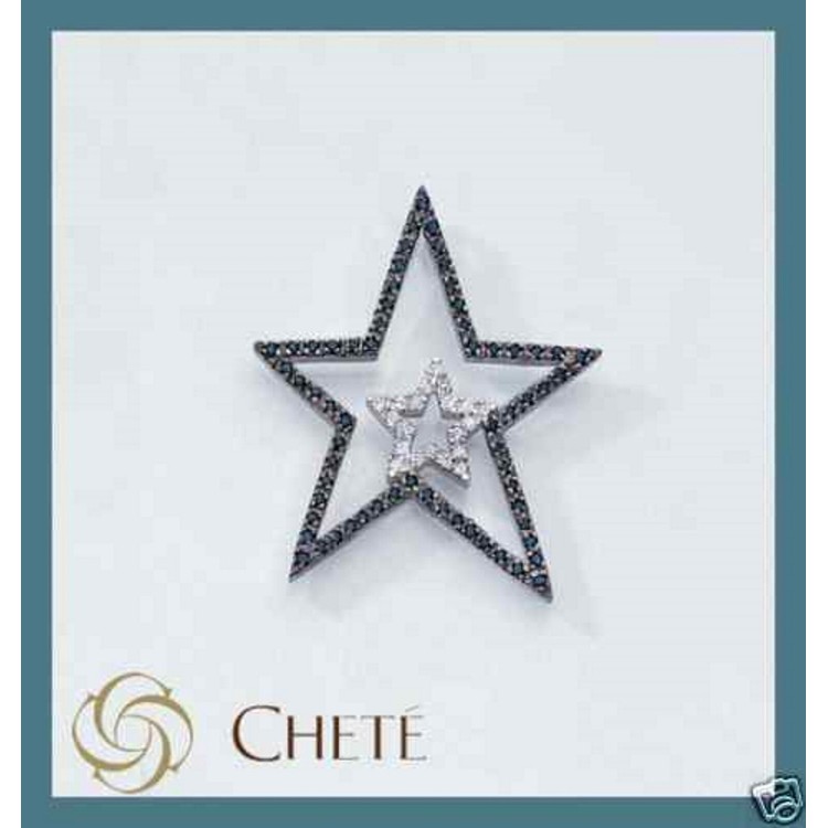 RMB|necklace and large blue star pendant in 925 silver with yellow gold chete laroche star