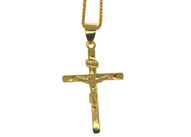 RMB|925 silver cross necklace with yellow gold plated crucifix for men and women