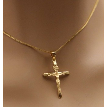 RMB|925 silver cross necklace with yellow gold plated crucifix for men and women
