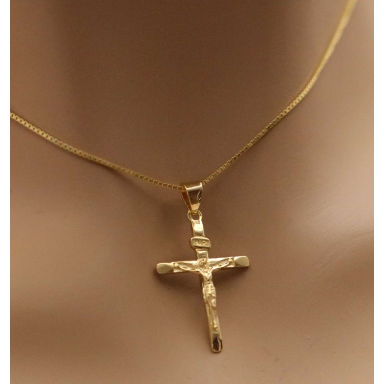 RMB|925 silver cross necklace with yellow gold plated crucifix for men and women