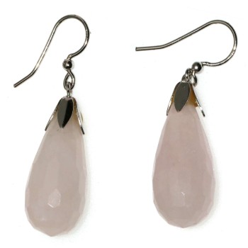 RMB|Orecchini argento 925 pietre Briolette quarzo rosa naturale