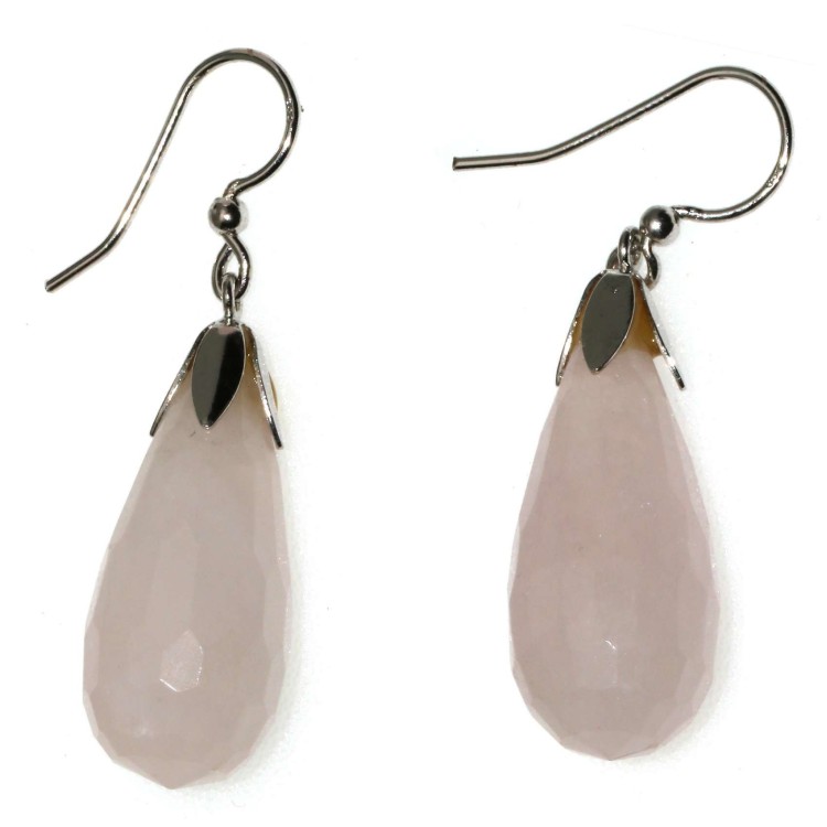 RMB|Orecchini argento 925 pietre Briolette quarzo rosa naturale