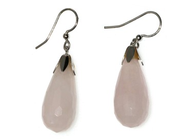 RMB|925 silver earrings with natural rose quartz Briolette stones
