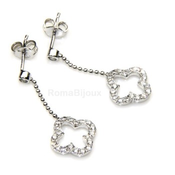 RMB|silver 925: earrings woman leaning point light chain balls cloverleaf zircons