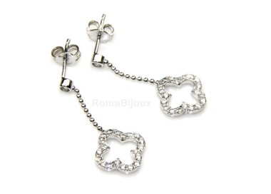 RMB|silver 925: earrings woman leaning point light chain balls cloverleaf zircons