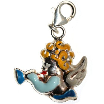 RMB|925 silver charm blonde angel with pink celestial trumpet