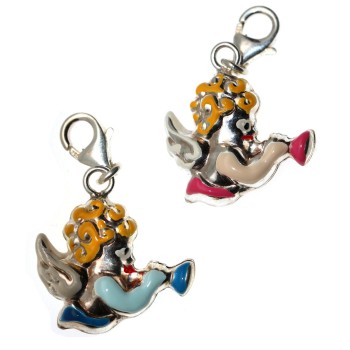 RMB|925 silver charm blonde angel with pink celestial trumpet