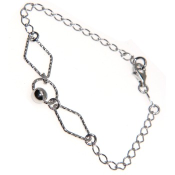 RMB|Bracciale argento 925 catenella rombi diamantati cerchio e pallina