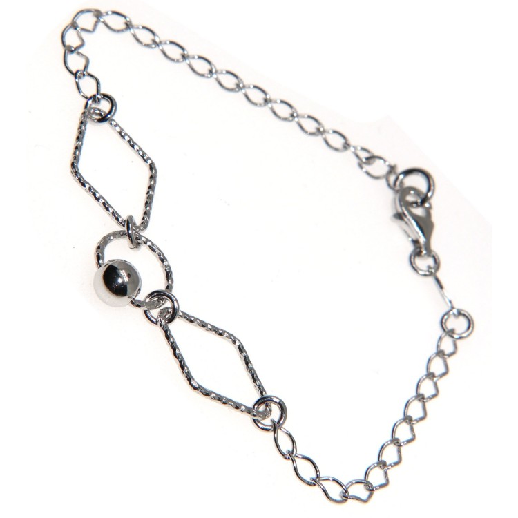 RMB|Bracciale argento 925 catenella rombi diamantati cerchio e pallina