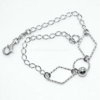 RMB|925 silver chain bracelet diamond rhombus circle and ball