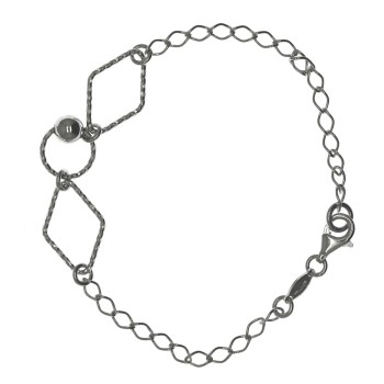 RMB|Bracciale argento 925 catenella rombi diamantati cerchio e pallina