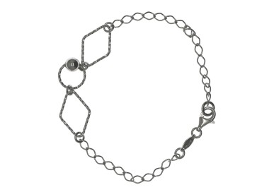 RMB|925 silver chain bracelet diamond rhombus circle and ball