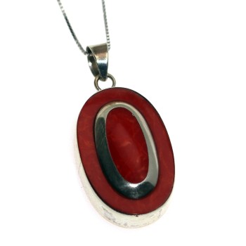 RMB|ciondolo e collana in argento 925 con madrepora naturale rossa collier donna