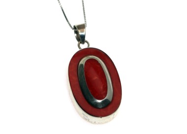 RMB|ciondolo e collana in argento 925 con madrepora naturale rossa collier donna
