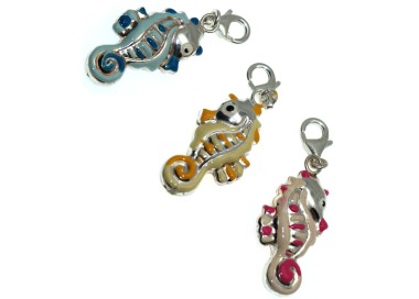 RMB|Charm argento 925 Cavallo Marino smaltata a mano celeste rosa giallo