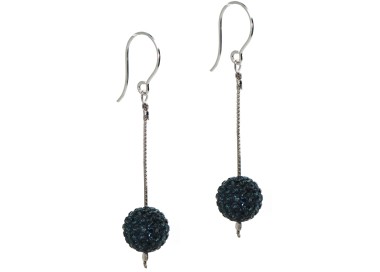 RMB|Orecchini argento 925 ciondolo Con Sfere a Pavè di Zirconi blu cobalto