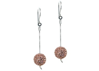 RMB|925 Sterling Silver Peach Pink Zirconia Pavé Spheres Pendant Earrings
