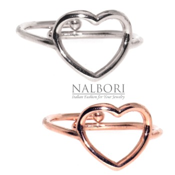 RMB|Anello Argento 925 donna cuore regolabile oro bianco o rosa marca NALBORI