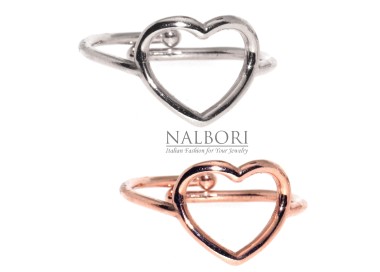 RMB|Anello Argento 925 donna cuore regolabile oro bianco o rosa marca NALBORI
