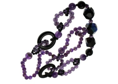 RMB|collana lunga pietre naturali agata blu ametista e cristalli lunghissima 90 cm