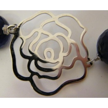 RMB|Collana Argento 925 Perle Cristallo Agata blu e vetro lunga 87cm vendita gioielli roma