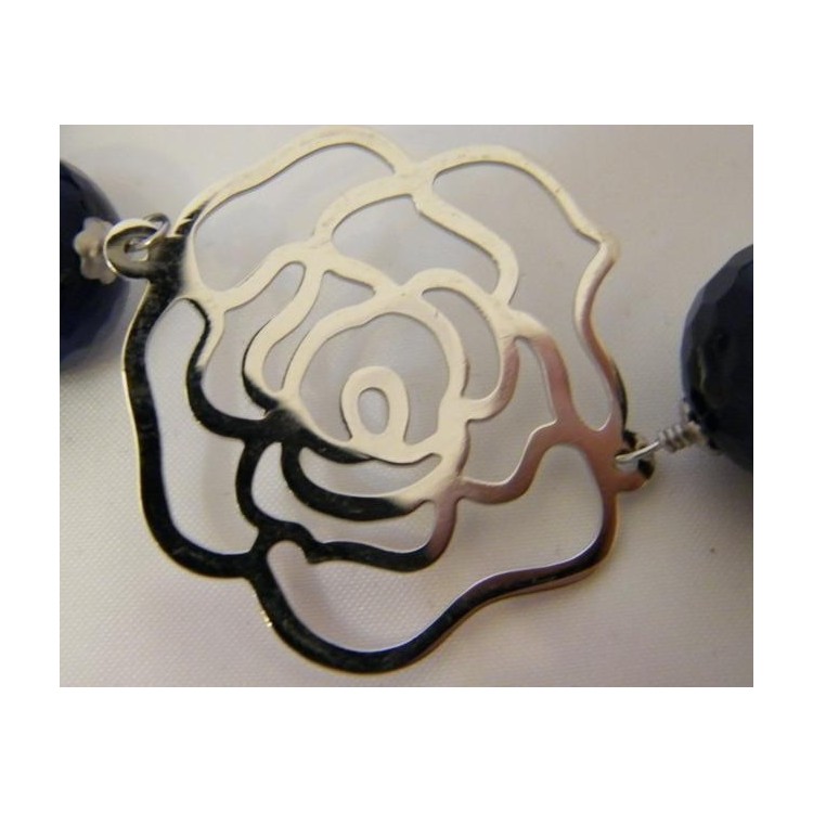 RMB|Collana Argento 925 Perle Cristallo Agata blu e vetro lunga 87cm vendita gioielli roma