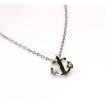 RMB|silver 925: Necklace Collier man woman "forzatina" 40 + 3 and small anchor white zirconia