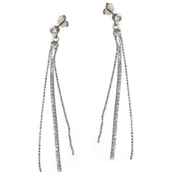 RMB|Orecchini tennis argento 925 zirconi e codine di palline diamantate donna NALBORI