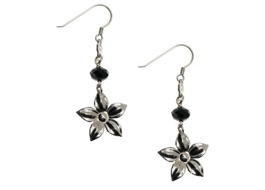 RMB|orecchini fiore cristallo nero argento 925 pendenti donna