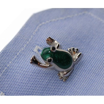 RMB|925 silver frog cufflinks for men's green enamel shirt